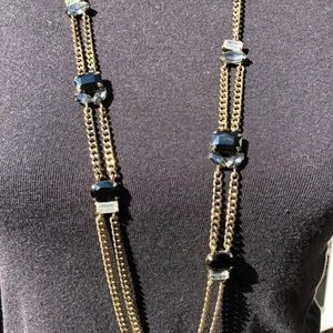 LOFT gold tone 36in necklace with faux gems